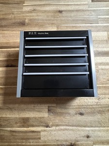 P.I.T. Mini Black Tool Box, Portable 5-Drawer Micro Roll Cab 5 drawer, 