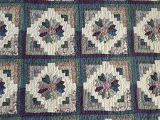 Vtg Floral Patchwork Queen Quilt