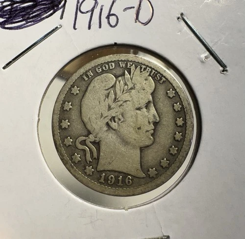 1916 D Barber Quarter