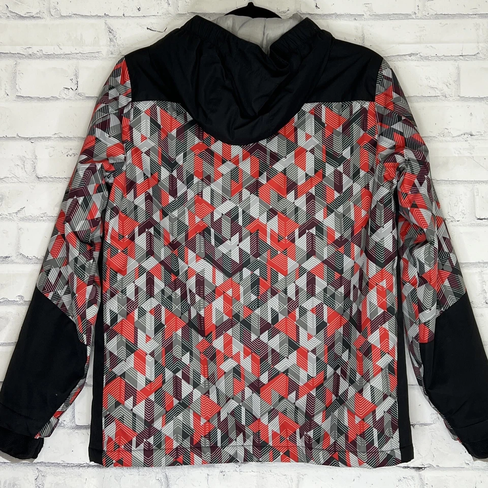 Chaqueta Lands End Squall Talla L Chaqueta Geométrica Roja con Agujeros para el Pulgar Foto 3 de 4