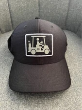 Travis Mathew Black Hat El Capitan Golf Cart Logo Patch Snap Back Beer Flex Fit