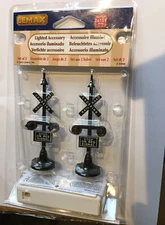 LEMAX -RAILWAY STOP LIGHT SET OF 2 Holiday Village-Train -Flashing Lights Accent