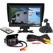 Backup Camera 7'' Monitor Dual Mounts Kit 10m Rear View For Truck Car RV Caravan