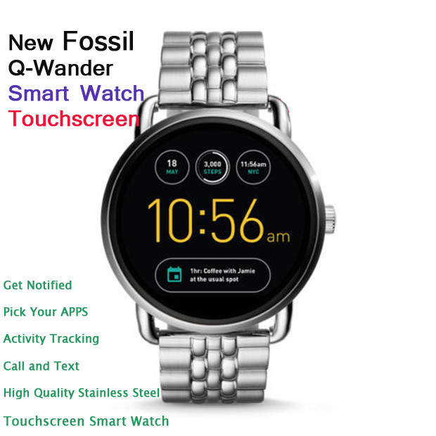 fossil q wander stainless steel touchscreen smartwatch