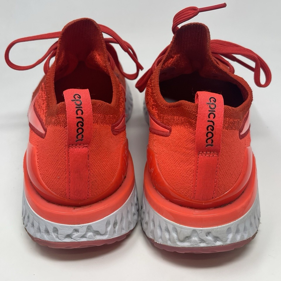 Nike Epic React Flyknit 2 Running Shoes Mens 8 Chile Red White Knit