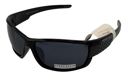 Perry Ellis Mens Sunglass Black Plastic Rectangle Wrap  display picture 3