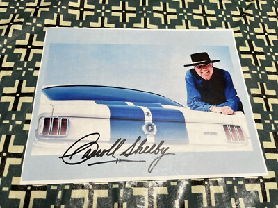 Carroll Shelby SIGNED PHOTOGRAPH WITH ORIGINAL GT350 FORD MUSTANG VERY COOL NOW!