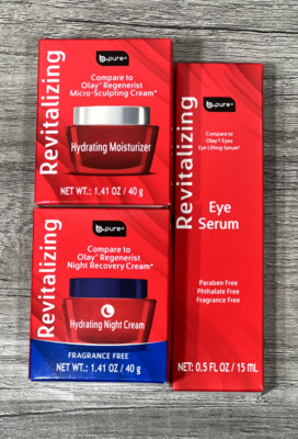 SET of 3,  b-pure Revitalizing Hydrating Moisturizer, Night Cream, Eye Serum