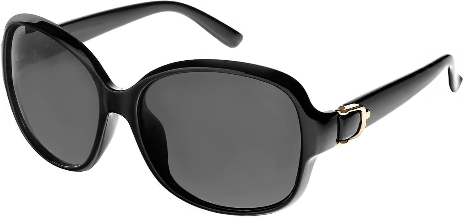 EFE Classic Oversized Polarized TR90 Sunglasses for Women in C1 Black