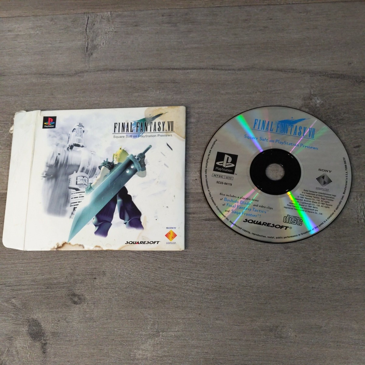 Final Fantasy VII 7 Preview Demo Disc w/ Sleeve Sony Final Fantasy VII 7 Preview Demo Disc w/ Sleeve Sony
