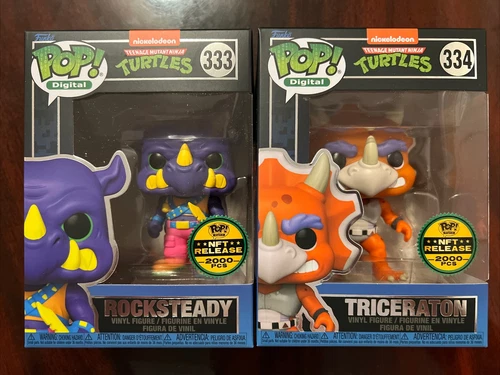 Funko Pop! Digital Teenage Mutant Ninja Turtles TMNT Set Rocksteady + Triceraton
