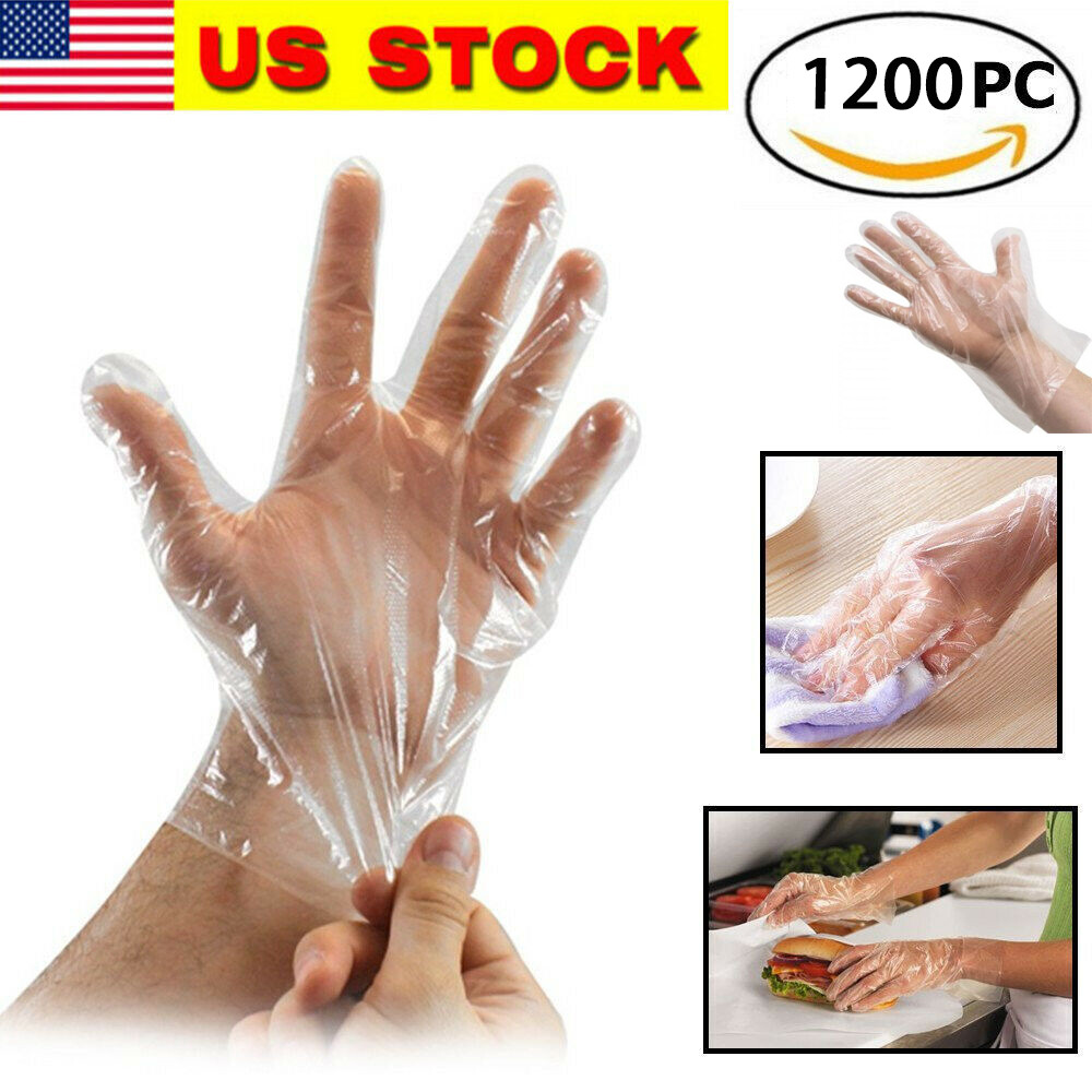 1001200PCS Plastic Clear Gloves Large Food Prep Cooking Cleaning Home