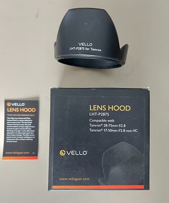 Vello camera lens hood compatible with Tamron lenses 28-75mm f/2.8 and 17-50mm 