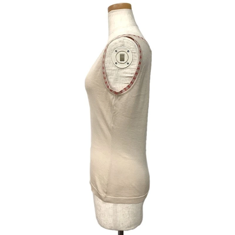 CHANEL Maglia Canotta Canotta Senza Maniche Cashmere Beige Taglia 38 P17932V00946