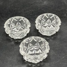 3 Vintage Cut Glass Open Salt Cellars - Beautiful and Unique