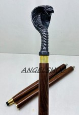 Cobra Walking Stick Cane Dark Wooden Handmade Wood Hand Carved - Snake