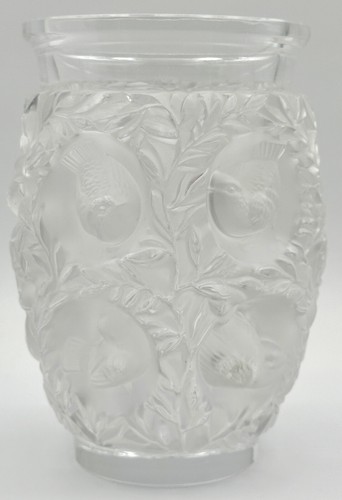 Florero vintage de cristal esmerilado transparente Lalique Bagatelle Francia pájaros - Imagen 3 de 16