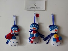 Handmade Set of 3 Snowmen 2 Choices. New Felt Hanging Ornaments N 