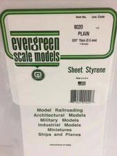 Evergreen Scale Models Styrene Sheet Plain 6 x 12in 15.2 x 30.5cm .020in .0 9020