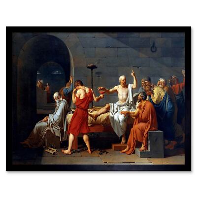 Gemälde Historische Studie Griechenland David Tod Sokrates 12 x 16 Zoll gerahmter Kunstdruck