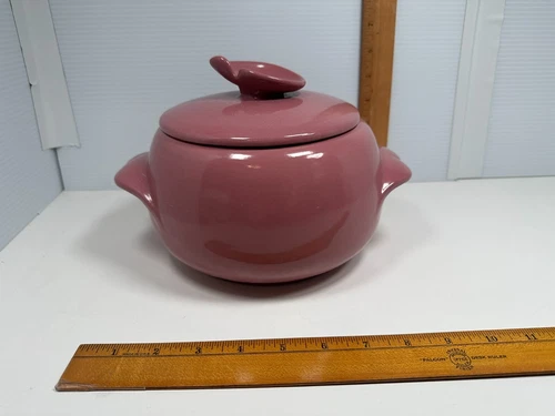 Vtg. Frankoma Pottery Prairie Light Reddish Brown Casserole Bean Pot Lid V4 2 Qt