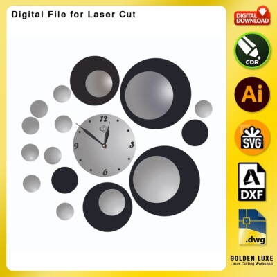 Wall Decorative Clock CW030 DXF SVG CDR file Vector for Laser Cut
