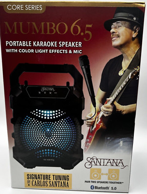 Enceinte Karaoké Portable Santana Mumbo 6.5" - Bluetooth, Effets Lumineux, Noir - Neuf