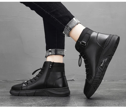 New Fashion Mens Leather Ankle boots Casual Shoes Zip Up Black UK SIZE 8-11 - Picture 3 of 15