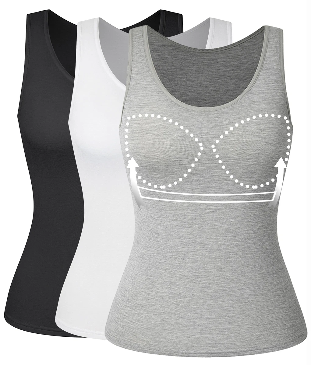 UK Women Seamless Tank Tops Camisole with Built in Padded Bra Vest  Underwear FNS