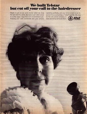 1967 AT&T Telephone Print Ad Telstar Satellite System Hairdresser Call