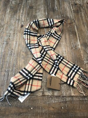 Burberry Classic Checked Fringed Scarf Brown/Black/Red/White 127 X