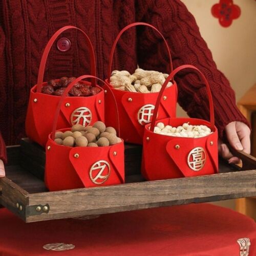 4pcs Candy Box Fruit Basket Red Gift Bags Durable Storage Basket  Home - Picture 1 of 16