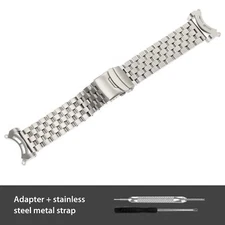 SOLID WATCH BAND+2 SILVER BRUSHED ADAPTER FIT CITIZEN BJ8050 ECOZILLA ECO-ZILL