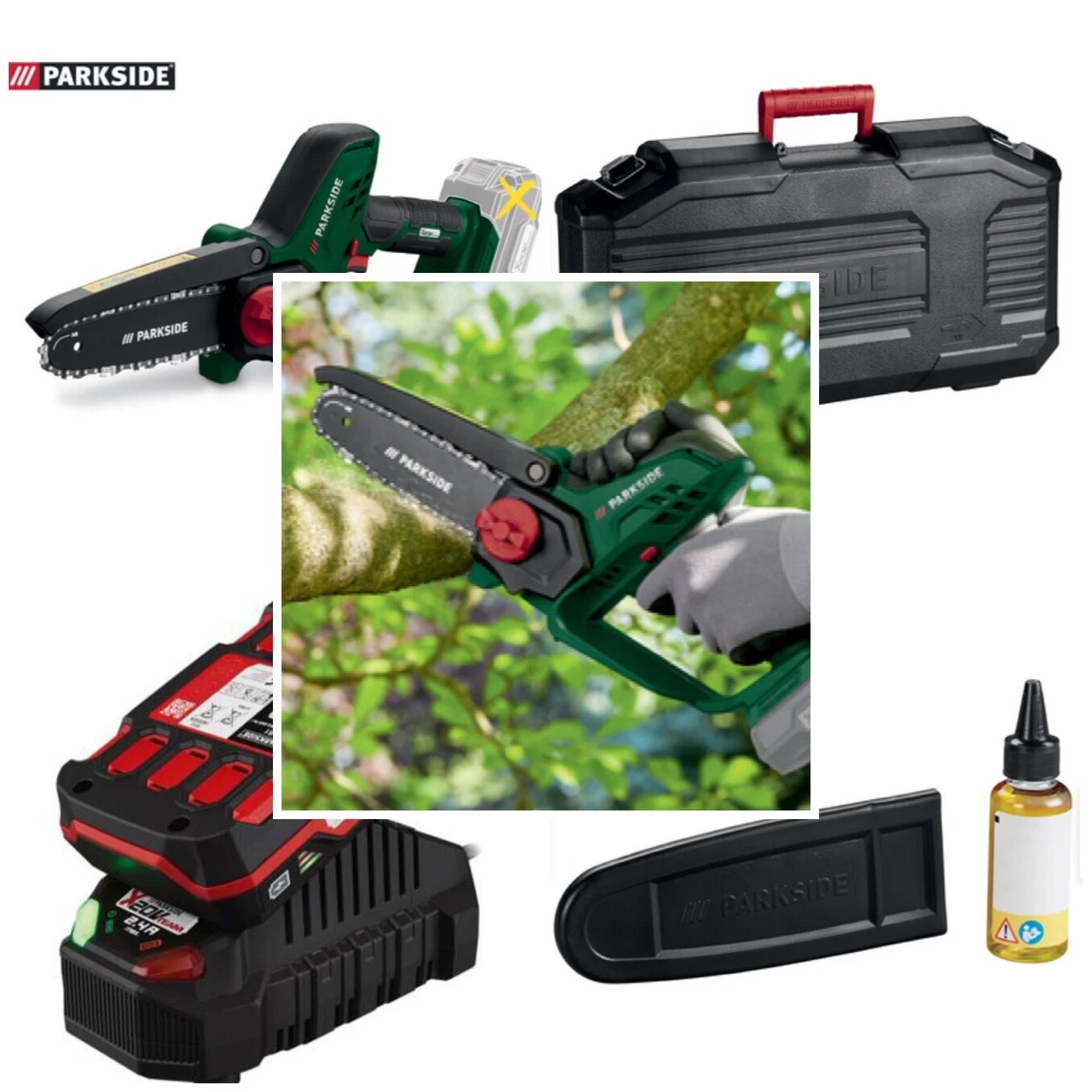 Parkside cordless pruner battery outlet and charger