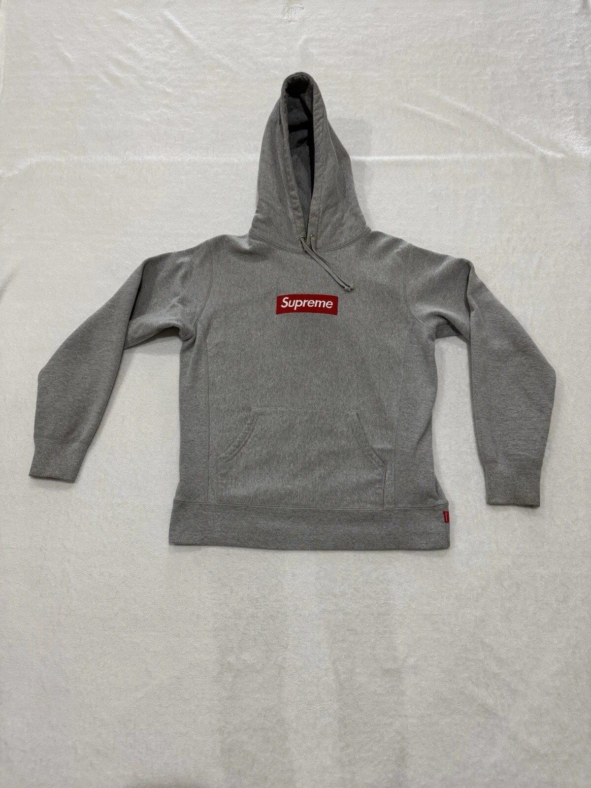 Sweat à capuche Supreme FW16 gris bruyère logo boîte M