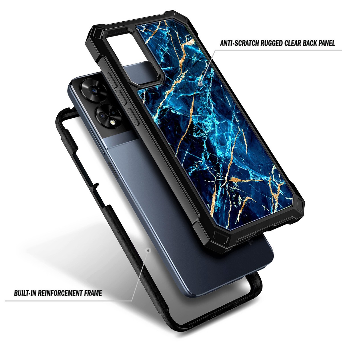 COVER COMPATIBILE CON TCL 60R 5G (6.67) Nero E Staffa Girevole a 360° E Pellico EUR 23,52 - IT