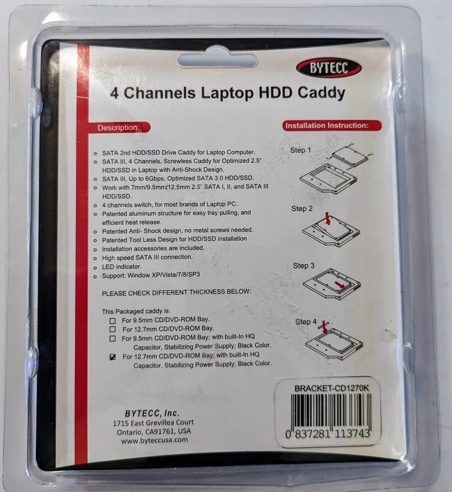 BYTECC 4 Channels Laptop HDD Caddy - Image 2 of 2