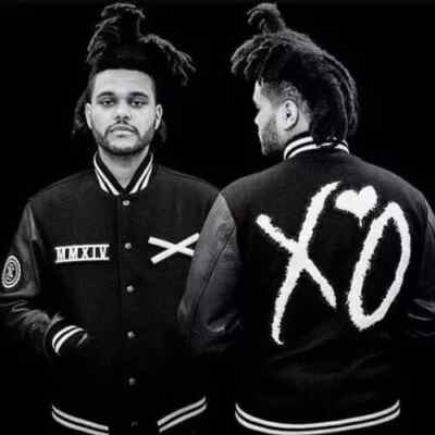The Weeknd XO Jacket Bomber Black Wool Varsity Letterman Leather
