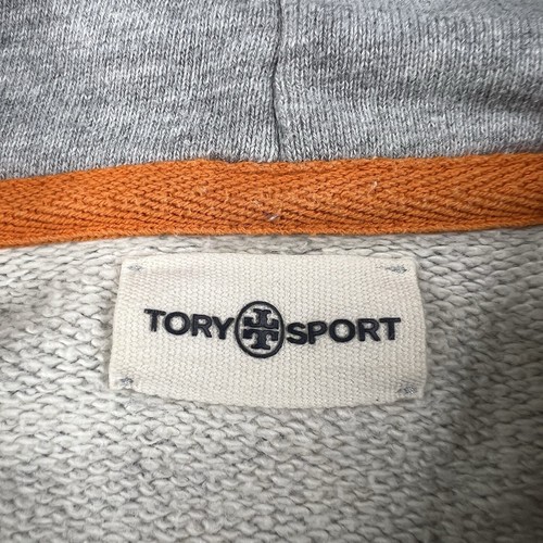 Tory Burch French Terry Chevron Pullover Sudadera con Capucha Para Mujer Talla S Pequeña Gris Claro - Imagen 12 de 15