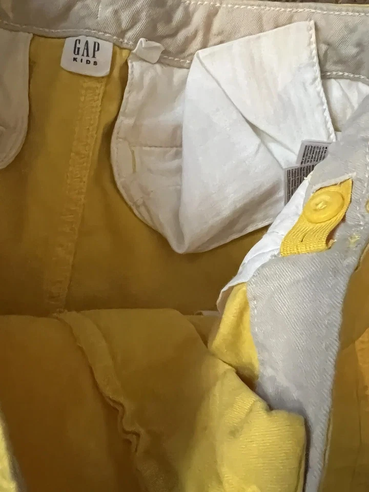GAP Chinos Niños Niños Pantalones Cortos Cintura Ajustable Amarillo 18 Husky Verano Foto 3 de 4