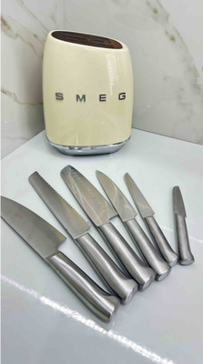 SMEG 7 Piece Stainless Steel Knife Block Set 6 Knives and Block-2