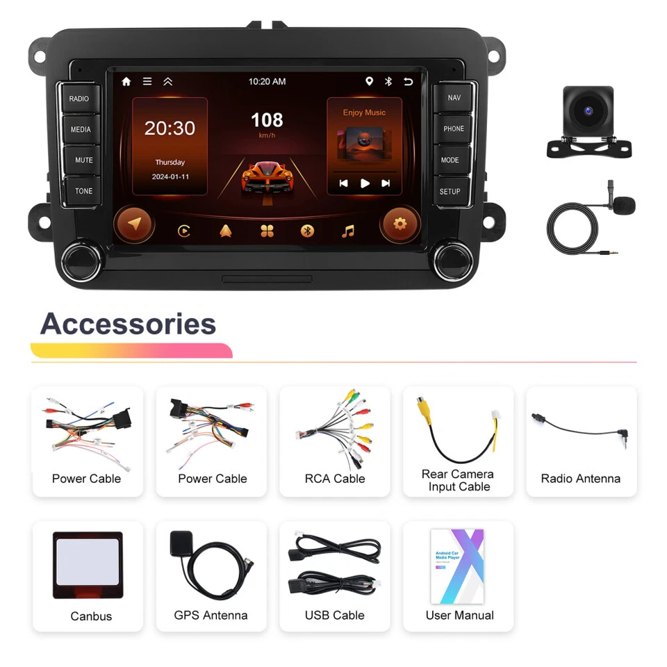 CarPlay 2+64GB Android 15 Autoradio GPS NAVI WiFi Für VW Polo 6R 6C V 2009-2017 - Bild 4 von 4