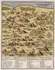 1763 Java, Indonesia: The road between Semarang and Surakarta, by Bellin/Schley