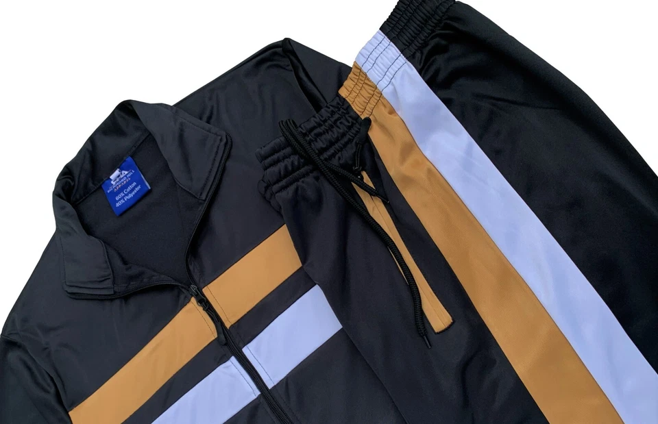 Chándal clásico para hombre con cremallera completa ropa deportiva chaqueta de pista y pantalones de chándal Foto 2 de 3