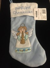 Babies First Christmas Stocking Baby Blue And White Brand New With Tags