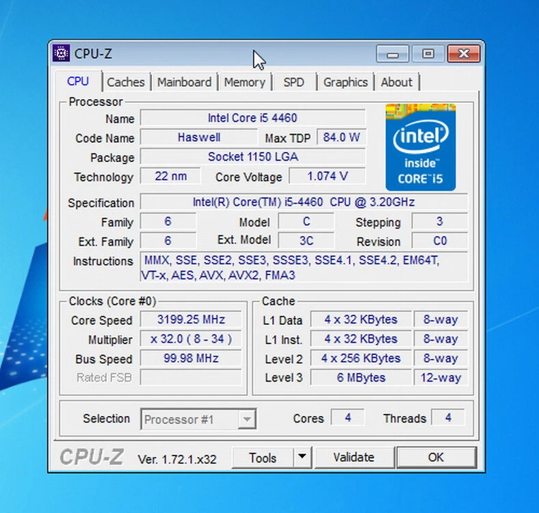 Intel Core i5-4460 3.2G Socket 1150 CPU Processor SR1QK - Image 2 of 2