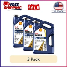 (3 pack) Shell Rotella T6 Full Synthetic 5W-40 Diesel Engine Oil, 1 Gallon