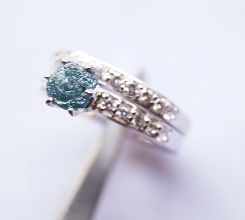Anillo de diamantes en bruto azul natural de 2,02 quilates anillo de pareja d... - Imagen 3 de 8