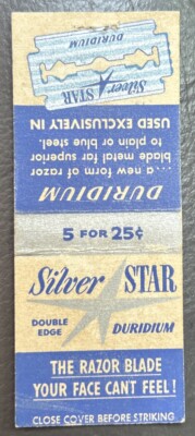 Vintage Silver Star  The Razor Blade Your Face Can t Feel!  Matchbook Cover