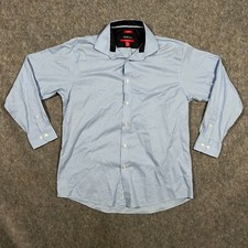 Kenneth Cole Awear-Tech Men's Button Up Shirt Size 17 Blue Slim Fit Long Sleeve